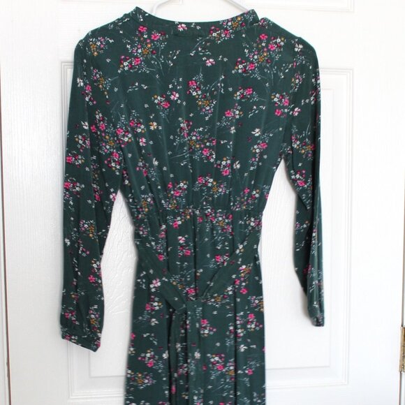 NWOT Zenane Floral Crew Neck Unlined Modest Dress - Green - Picture 6 of 6